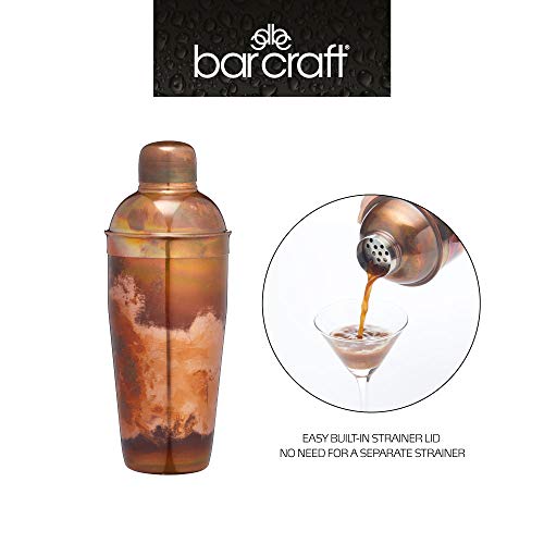 BarCraft, Luxuriöser Cocktail-Shaker, Deluxe-Cocktail-Shaker für die Zubereitung von Mixgetränken in Geschenkbox, 700 ml – Schillernde Kupferartige Oberfläche – Bild 4