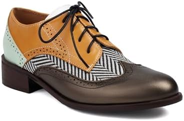 Amazon.com | MIOKE Women's Two Tone Flat Saddle Oxford Shoes