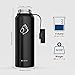 BUZIO Double Wall Stainless Steel Sports Water Bottle, BPA-Free Flex Cap and Straw Lid, 40 Ounces, Black