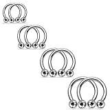 BodyJ4You 8PCS Circular Barbell Horseshoe Piercing Ring Set 14G Surgical Steel Nose Tragus Nipple Hoop