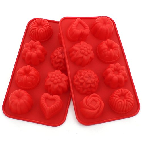 Zicome Silicone Bath Bomb Soap Making Mold, Red, Set of 2, Flower and Heart Shape - Thumbnail 6