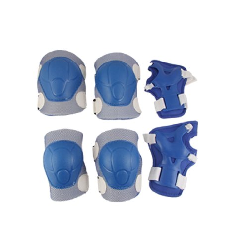 Children Blue White Sports Skating Elbow Knee Wrist Pad Support Set