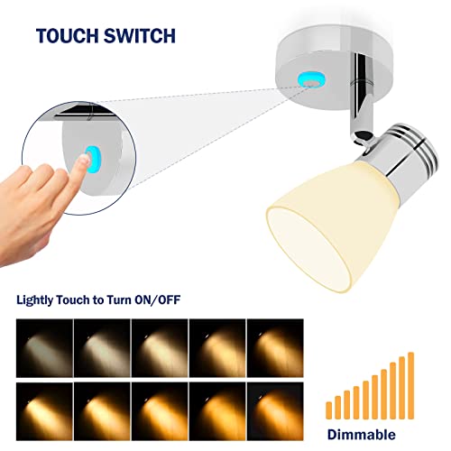 THALASSA RV 12 Volt Reading Lights, Frosted Glass with polishing Finish