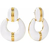 Mchic Enamel Earrings for Women: Chunky Stainless Steel Studs Cute Colorful Earrings Hypoallergenic Waterproof Non Tarnish Gold Jewelry for Gift