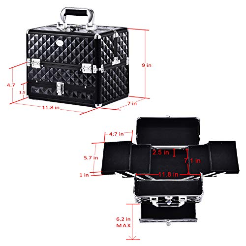 Joligrace Makeup Train Cases Professional Travel Makeup Cosmetic Cases