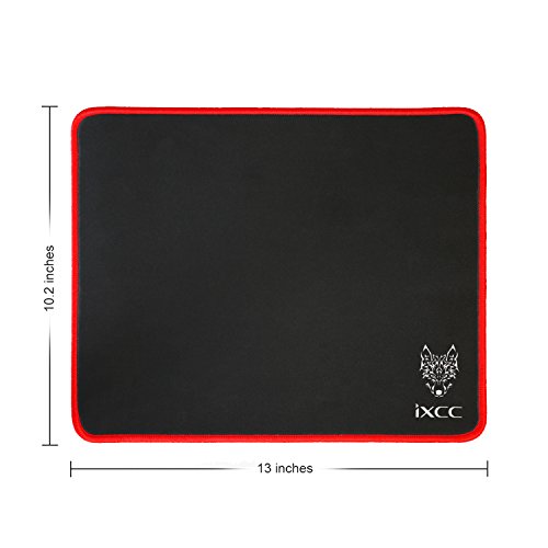 [Limited Edition! Final Season!] iXCC Gaming Mouse Pad / Mat with Smooth Silk Surface Stitched Edges, 13 Ã— 10.2 Ã— 0.2 Inches - Black with Red Edges