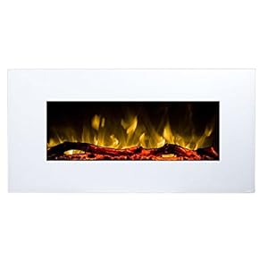 GLOW FIRE Neptun Weiß Elektrokamin mit Heizung und Kaminfeuer (84 cm) – elektrischer Kamin mit LED-Licht, zuschaltbarem…