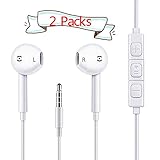 Earbuds Headset [2 Pack ] Perfect Sound EarPods with Remote and Mic 3.5mm Jack Earphones Stereo Noise Lsolation Earbuds Fits Apple iPhone iPod iPad Mac Android Samsung Galaxy Kindle MP3 MP4 (White)