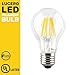 Lucero LED Filament Healthy Edison Light Bulb - Dimmable Warm White 8W - 80W Equivalent UL Listed A19 E26/27 Base 2700K