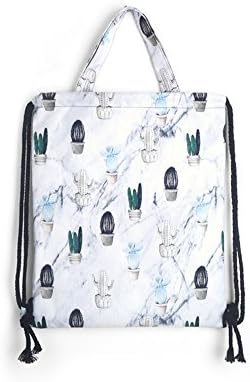 Backpack Drawstring Backpack Drawstring bags Gym Bag Lightweight Waterproof Tote Bags Sackpack for Shopping Yoga Gym Hiking Swimming Travel Beach (Little White Cactus)
