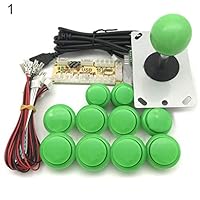 loinhgeo-DIY Educational Toy, 24Pcs Arcade Game Controller Push Buttons Joystick USB Encoder Board Cable Kits - Green