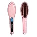 Hair straightening Brush, Oak Leaf Hair Straightener Brush Electric Heating Ceramic Comb, Pink, Working Temperature ranging 356-446℉