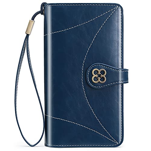 Womens Leather Wallet Ladies Wallets With Rfid Protection Black Large Capacity Trifold Change Purse Checkered Wallet Card Holder Wristlet Wallets For Women Zip Stitch Wallet