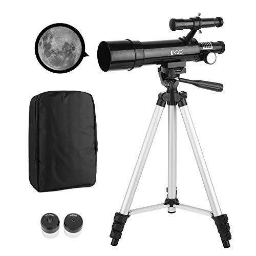 DQQ Refractor Finderscope Astronomy Educational Telescope for Kids Beginners Travel Scope with Tripod and Backpack Black 50mm