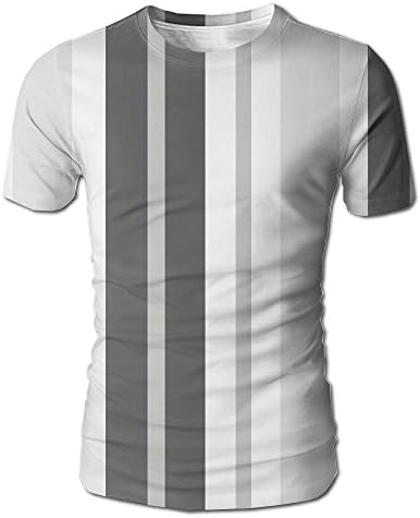 Stripe Grey Black Summer Casual Crew Neck T-Shirt Short Sleeve Tee