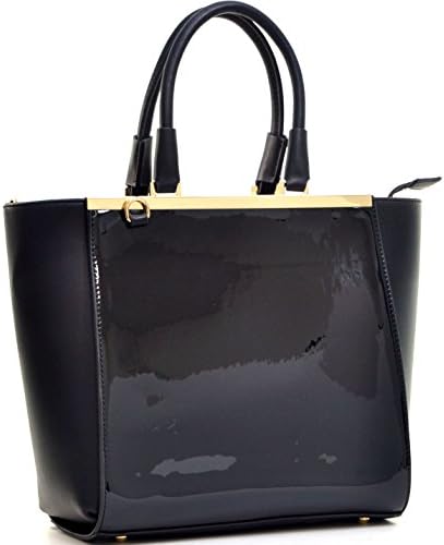 Dasein Classic Faux Leather Satchel Tote Shouder Bag, Tablet, iPad Bag - Black