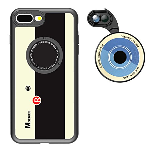 Ztylus Designer Revolver M Series Camera Kit: 6 in 1 Lens with Case for iPhone 7 Plus/8 Plus - 2x Telephoto Lens, Macro, Super Macro Lens, Wide Angle Lens (Retro Camera)