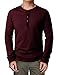 H2H Mens Henley T-shirts with Long Sleeve, Wine, US M (Asia L)
