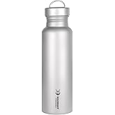 SILVERANT Titanium Ultralight 800ml/27 fl oz Leakproof Outdoor Camping Hiking Sports Water Bottle with Insulating Thermal Sleeve and Clip Loop Cap