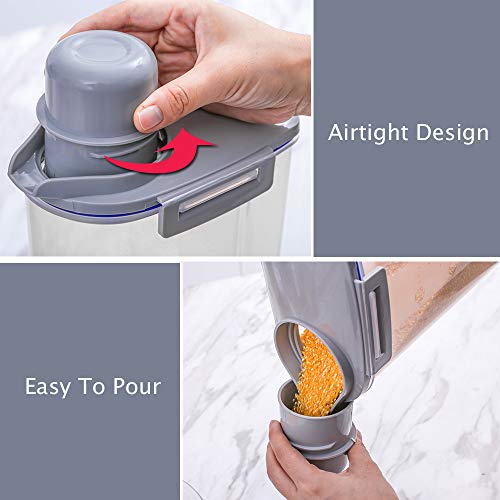 Ansee Cereal Container Dog Food Storage Containers with Airtight Design Pour Spout Measuring Cup BPA-Free Dry Food Cereal Dispenser for Flour Rice Snacks (1 Pack Gray) - Thumbnail 3