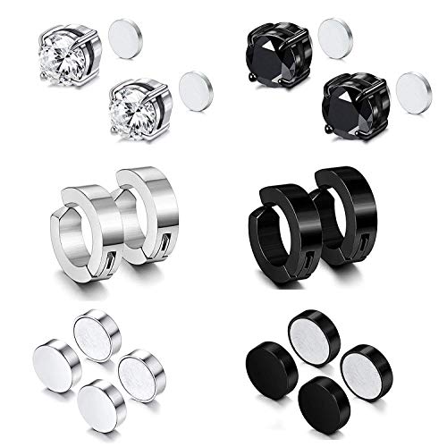 RIOSO Stud Earrings for Men Women Stainless Steel Hoop Cross
