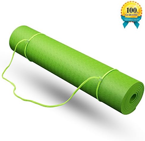 Yoga Mat, with Carrying Strap and Bag, 1/4-inch(72” x 24”) Textured Non-Slip Surface TPE Eco-Friendly Non-Toxic Material High Density Anti-Tear Optimal Cushioning Yoga and Exercise Mat