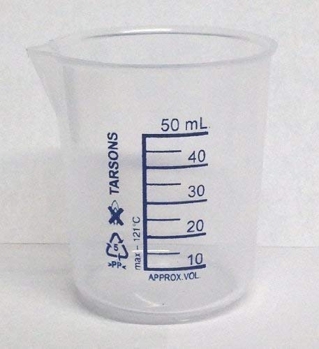 PLASTIC POLYPROPYLENE PP MEASURING BEAKER 50ML LABORATORY KITCHEN