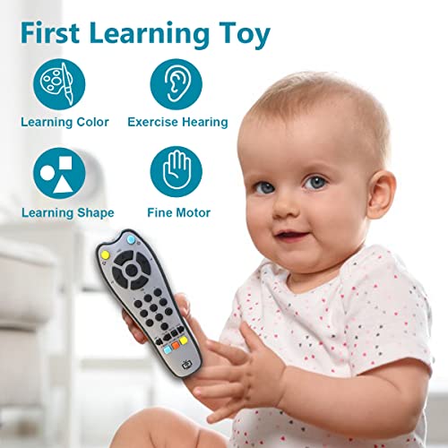 LKNUIYIE Kids Realistic TV Remote Control with Soft Light and Sound, Early Educational Learning