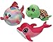 Ty Beanie Boos Pink Surf Dolphin - Green Zippy Turtle - Ballz Rainbow Fish-set of 3 marine creatures - 6