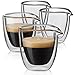 Pouring Espresso Cups Set of 4 - Glass Espresso Cup Shot Glass with Spout 2.7 OZ - Double Espresso Cups - Small Doppio Double Walled Clear Espresso Cup - Expresso Coffee Cup - Espresso Accessories