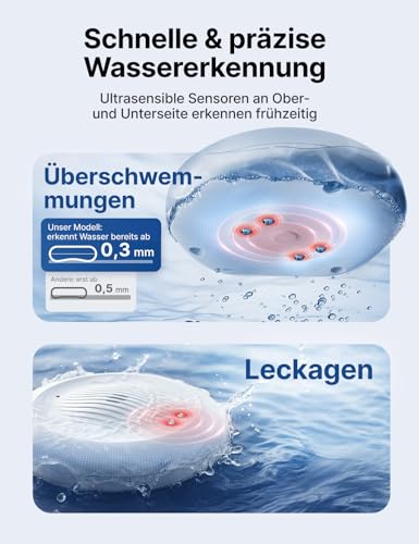 X-Sense Set of 3 WiFi Water Detectors with Frost Warning, Low Temperature Detector, Smart Sensor with App Notifications, for Kitchen, Bathroom and Basement, Compatible with the X-SENSE Home Security App, SWS0B