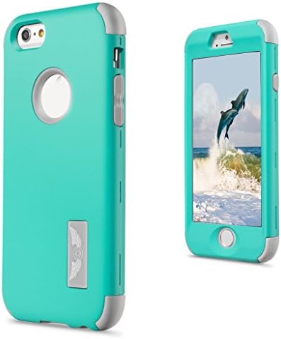 iPhone 6 Plus Case, iPhone 6S Plus Case (5.5 inch),Quola Shock Absorbing Case with Hybrid 3in1 Cover Soft silicone + Hard PC Material Design for Apple iPhone 6s Plus / 6 Plus(Teal and Gray)