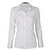 SUNNOW Women Simple White Collared Long Sleeves Blouse with Button (XL, White)