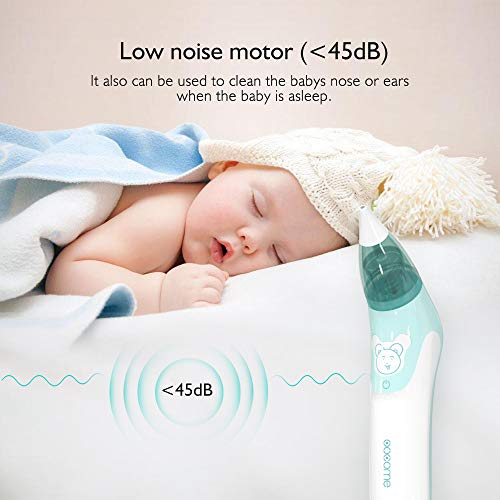 OOCOME Baby Nasal Aspirator-Safe Hygienic Nose Ear Cleaner,Electric Silicone Earwax Removal Tool for Newborns and Infants,Include 2 Sizes of Nose Tip,1 Ear Tip,1 Tweezer,10 Tweezer Tips(FDA Certified)