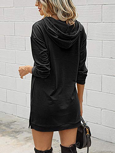 Trendy Queen Women\'s Tie Dye Oversized Tunic Hoodie Long Pullover Hooded Dress Sweatshirt with Pockets