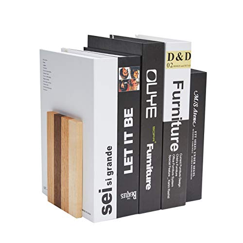Pandapark Wood Bookends,Nature Coating,Decorative Bookend,6''X4'',1Pair in Pack, (American Dream)