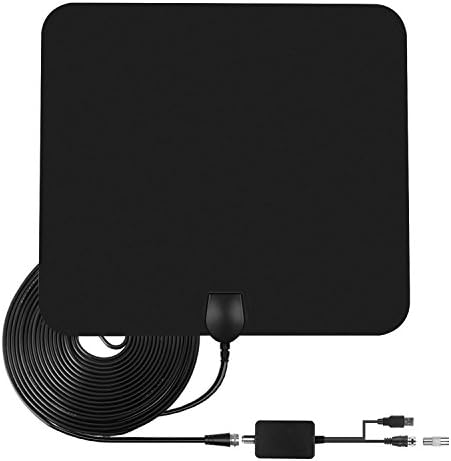 Jixiu TV Antenna,50 Mile Range Amplified HDTV Antenna with Detachable Amplifier Signal Booster and 16.5 FT High Performance Coaxial Cable -Large Black (Small)