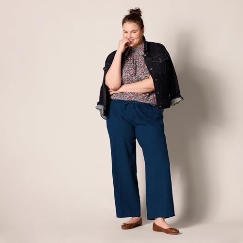 Amazon Essentials Women's Loose-Fit Drawstring Linen Blend Wide Leg Pants (Available in Plus Size)