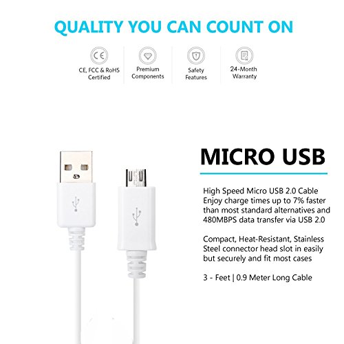 Samsung Galaxy Note 5 / 4 / Edge / 2 / S7 / S7 Edge / S6 / S6 Plus / S6 Edge / S4 / S3 Charging Cable noot products 6Ft / Feet USB 2.0 Micro USB Cable Data Sync and Charger Cable