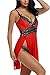 Avidlove Women V Neck Babydoll Strap Lingerie Lace Chemise Teddy Outfits (XXL, Red)
