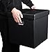 SONGMICS MAZIE Collection - 15 Inches Ottoman with Storage, Footstool, Storage Ottoman with Metal Grommet Handles, Load 660 lb, for Dorm, Living Room, Bedroom, Synthetic Leather, Black ULSF30B