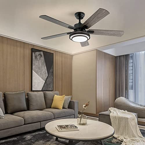 Ceiling Fan with Lights Remote Control, 52 Inch, Black (5Blades) Pricepulse