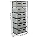 Function Home 12-Drawer Chest, 6 Tier Storage Organizer Tower, Metal Shelf with 12 Removable Fabric Bins, Ideal for Home Office Dorm Bedroom, Grey