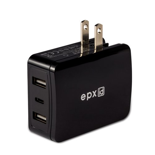 epxid Chargeport 2C 5v/27w 3 USB Ports Type C Wall Charger Adaptor for Nexus 6p, Google Chromebook Pixel, Nokia N1, Pixel C, Other Devices with USB Type C (Black)
