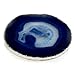The Royal Gift Shop Single Authentic Brazilian Geode Crystal Agate Slice with Silver Plated Rim - Blue