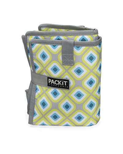 PackIt Freezable Grocery Shopping Bag with Zip Closure, Geometric