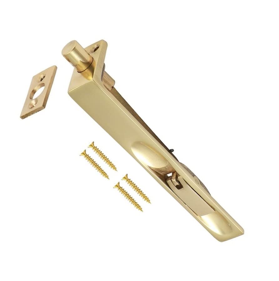 TERF® Traditional Vintage Style Polished Brass Flush Bolt 150mm [6''] Slide Door Bolt Latch Lock Concealed Door Flush Bolt Security Lever Action including Fixing Screw - Pack of 1