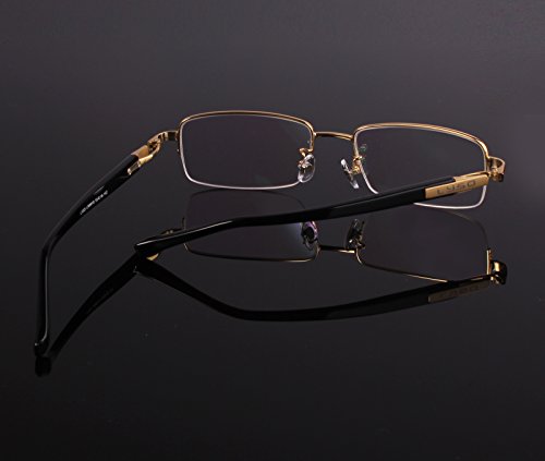 Agstum Titanium Half Rim Glasses Frame Prescription 55-18-145 (Gold)