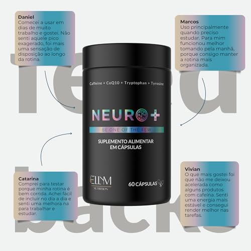 Neuro+ 180 Capsulas ELLYM NUTRITION Nootropicos Multivitaminico Foco Cafeina Magnesio Triptofano Taurina B12 Tirosina