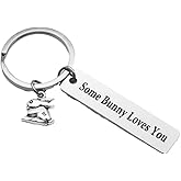 Hibetek Rabbit Keychain Easter Gift Some Bunny Love You keychain